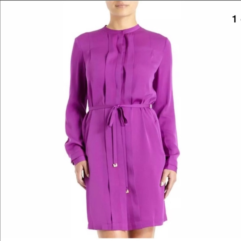 DVF Fuchsia Purple Silk Shirtdress